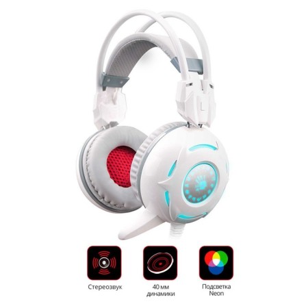 Headphones with A4Tech Bloody G300 Microphone 1.8m Monitor headulery (G300 White+Grey)-1
