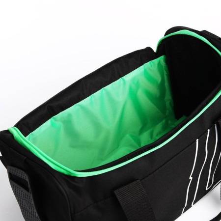 Road bag with lightning, long belt, black/green color-2