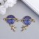Connector for creativity Metal 2 Ears "Planet and Star" Blue rhinestones 2.7x3 cm