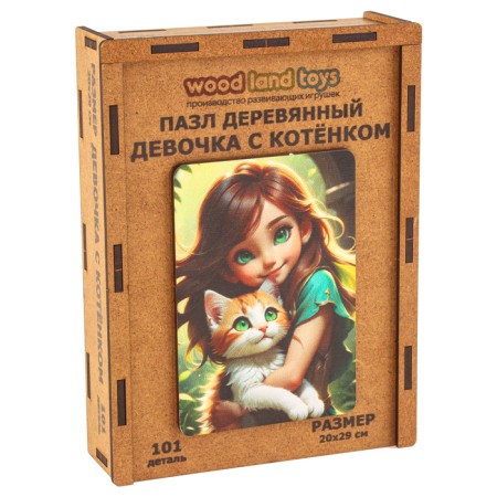 Пазл «Девочка с котёнком» 20х29, 101 деталь-7