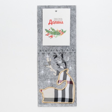 A set of envelopes for cutlery "Deer" 4 pcs, 8.5x21 cm, 100% p/e, felt-3