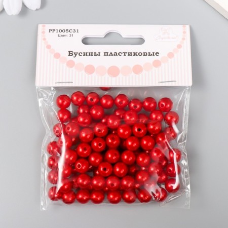 Set of beads "needlework" plastic, diameter 8 mm, 25 g, scarlet-2