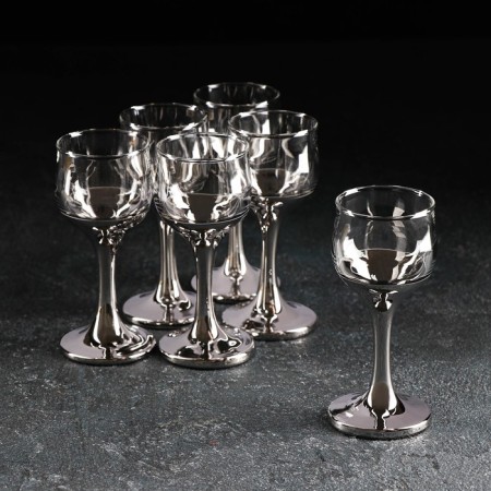 Set of glasses "Polo", 55 ml, 6 pcs, silver color