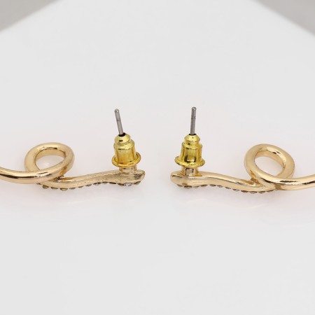 Earrings Metal "Snake" miniature mini, white color in gold-2