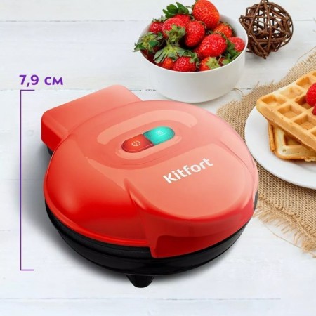 Electric waffle box KitFort KT-3614, 600 watts, Belgian, red-4