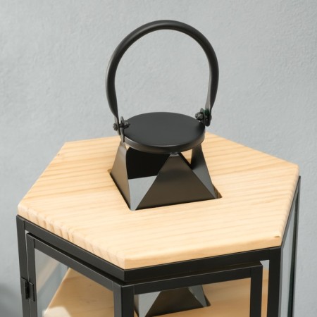 Climber Metal, wood, lantern "Six faces" set 3 pcs 22.5x19.5x43.5; 18.5x16x31 cm-6