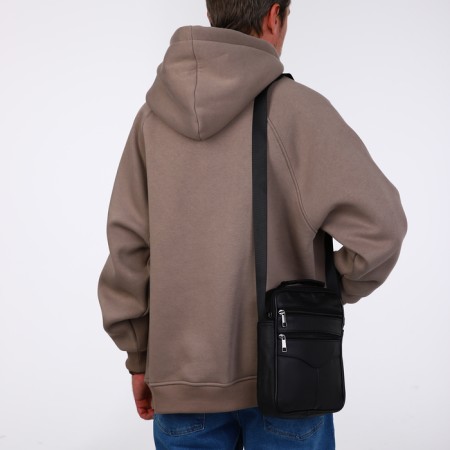Male bag on lightning, long belt, black color-5