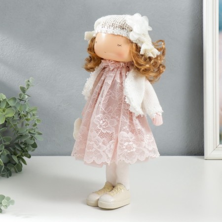 Interior doll "Baby in a dress with lace, with a heart" 36.5x14x15.5 cm-5