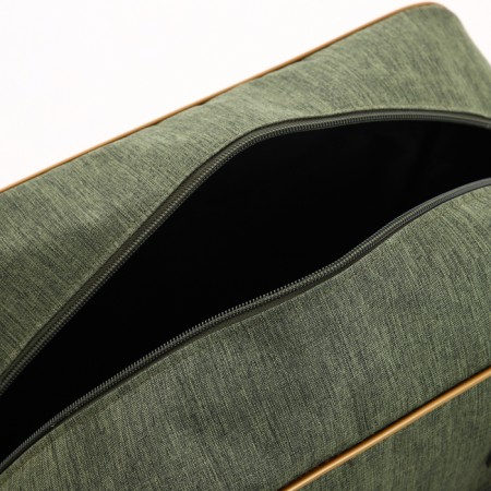 Road bag on wheels, lightning department, 3 outer pockets, long belt, green color-3