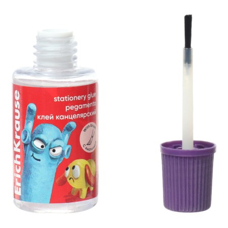 Chancellery glue 20 ml, Erichkrause, EasyStick Jolly Friends, with a brush, mix-4