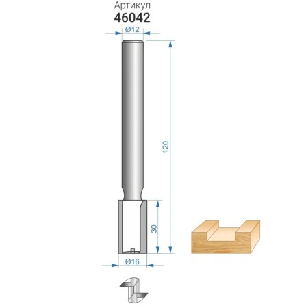 Killing groove Encor Prof 46042, straight, on wood, additional. plate, d = 12 mm, 16 x 30 mm-3