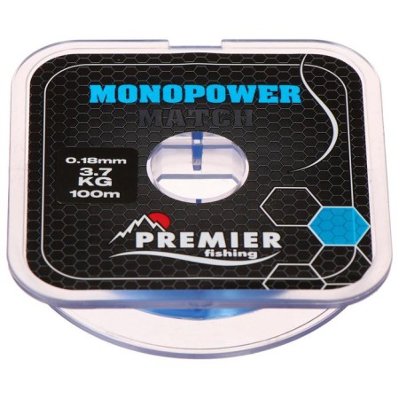 Premier Fishing Monopower Match, diameter 0.18 mm, test 3.7 kg, 100 m, blue