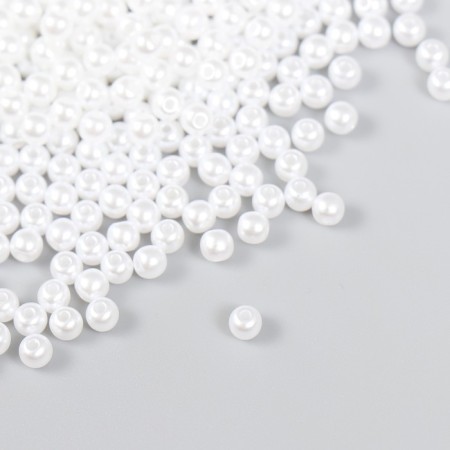 Set of beads "needlework" plastic, diameter 4 mm, 25 g, snow-white
