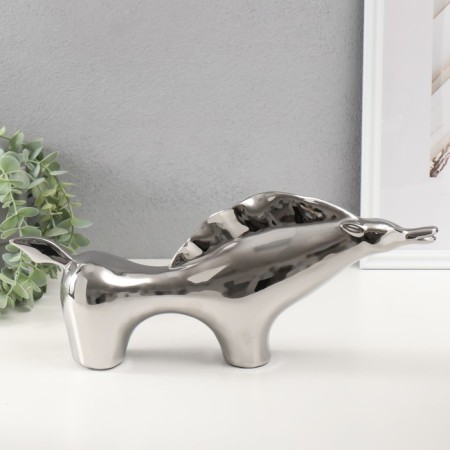 Souvenir ceramics "Purposeful horse" silver 7x39.5x17 cm