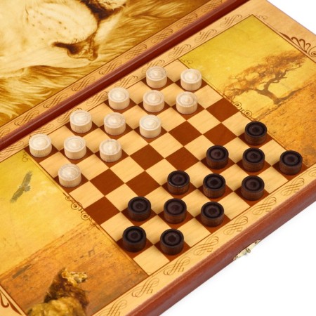 Wooden backgammon large, board game "Leo", 40 x 40 cm, with checkers-1