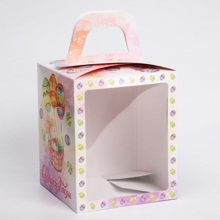 Easter box "Easter basket with a rabbit", 15 x 15 x 18 cm