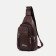 Male sling bag, artificial leather, headphone opening, brown color