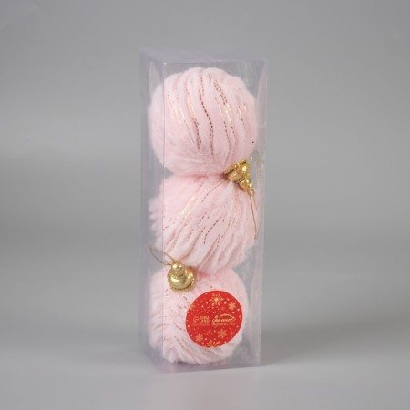 Set of balls plastic D-8 cm, 3 pcs "tenderness" stripes, pink-1