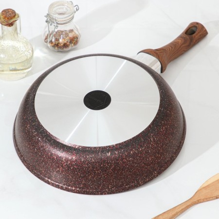 Granit Ultra Red, D = 26 cm pan, plastic handle, glass cover, anti -stick coating, brown color-2