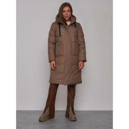 Coat insulated winter female, size 50, brown color