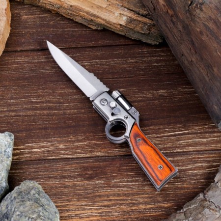 A folding semi -automatic "gun", a blade 7 cm, with a flashlight-1