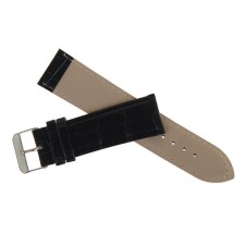 24 mm watch strap, leatherette, black, 19 cm