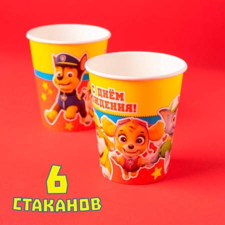 A set of paper utensils, on 6 people "Happy Birthday!", Puppy Patrol-3