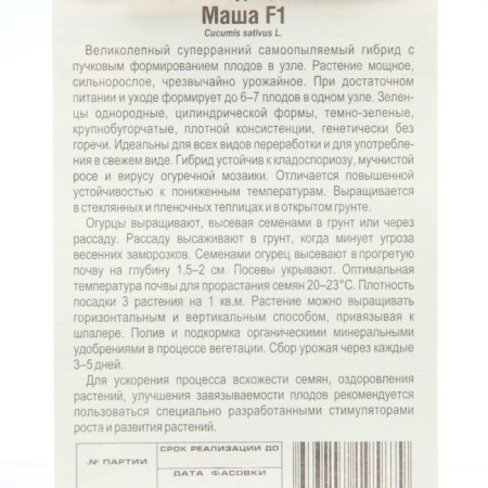 Cucumber seeds Masha F1, self -pollinated, 5 pcs in packaging-2