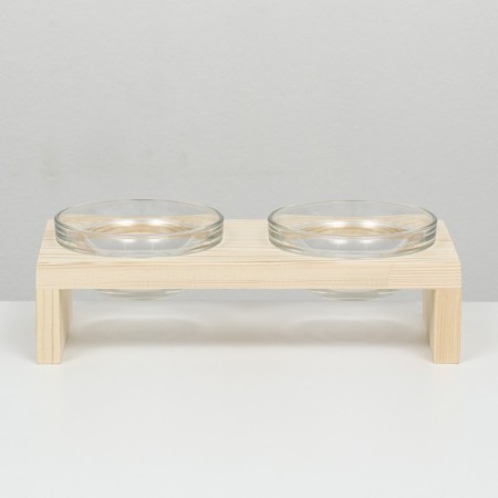 Double stand with bowls made of transparent glass 30 x 14.5 cm x 6.5 cm, 2x250 ml-1