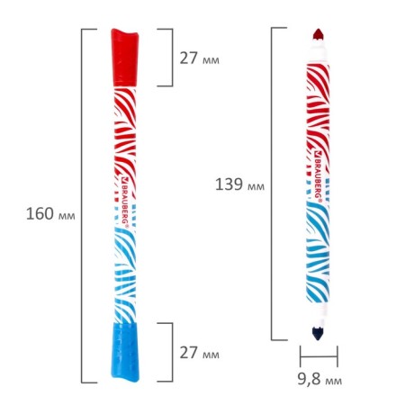 Flomasters bilateral 20 colors Brauberg Premium Bi-Color, 10 pieces, thickened, ventilated cap-6