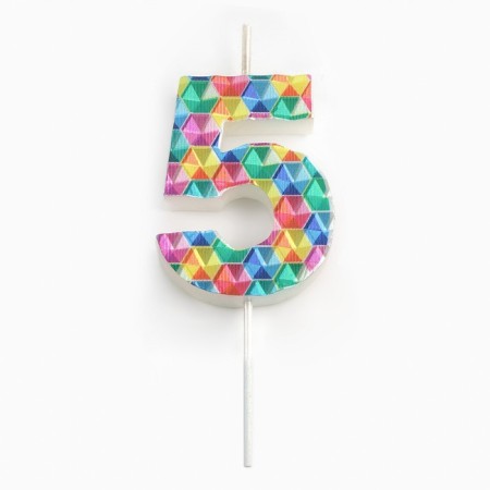 Candle in the cake on the skewer "Kaleidoscope", the number 5, 7 cm-2