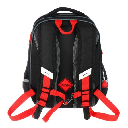 School backpack 37 x 28 x 13cm, ergonomic back, Across 557, black/red-4