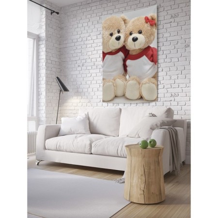 Decorative panel with photo printing "couple of bears", vertical, size 150x200 cm