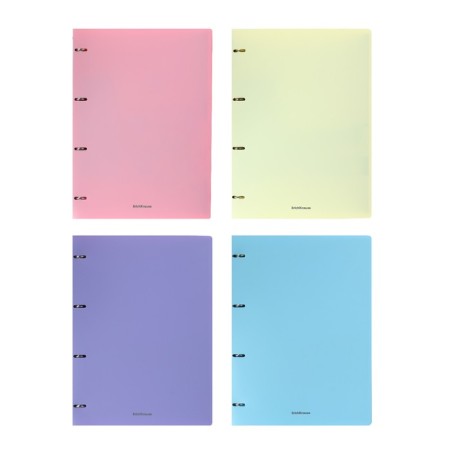Notebook on A4 rings, 80 sheets in the Erichkrause "Pastel" cage, plastic cover, offset unit, whiteness 100%, mix