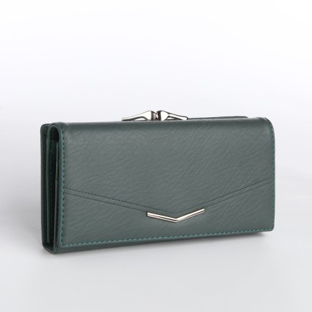 Women's wallet on magnet, green color