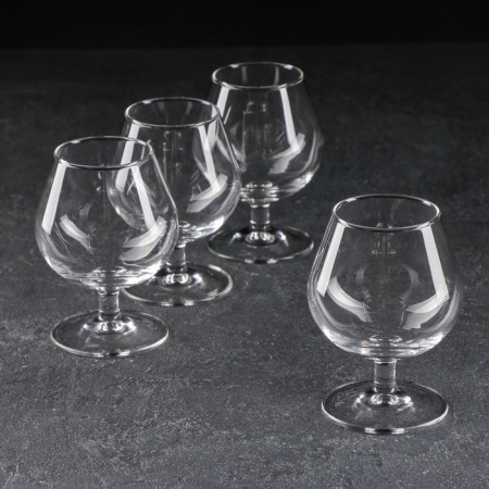 A set of glass glasses for cognac "TIME TIME. Cognac ", 250 ml, 4 pcs