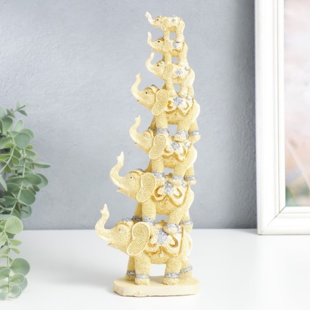 Polystone souvenir "Seven elephants in the pyramid" Beige 5.3x10x29 cm