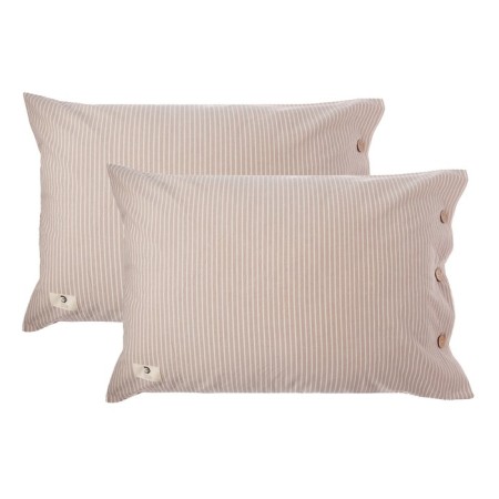 A set of pillowcases Ethel 50x70 cm - 2 pcs, "strips", beige color, greedy cotton, 140g/m2