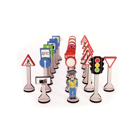 Game set set "Road Signs" (24 signs, traffic police inspector, traffic light)