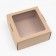 Self -charged box, with a window, craft, brown, 23 x 23 x 12 cm