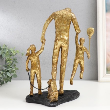 Souvenir Polystone "Walk with dad" Gold 28x19x12 cm-2