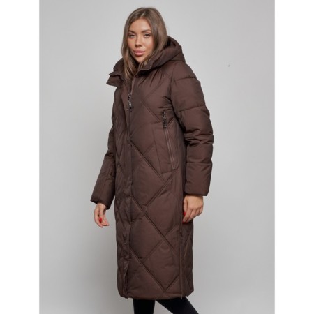 Coat insulated winter female, size 48, color dark brown-9