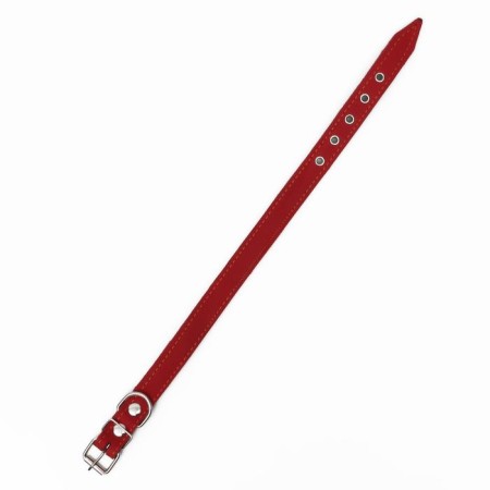 Leather collar on synthetic winterizer, 56 x 2.5 cm, Osh 35-45 cm, red-2