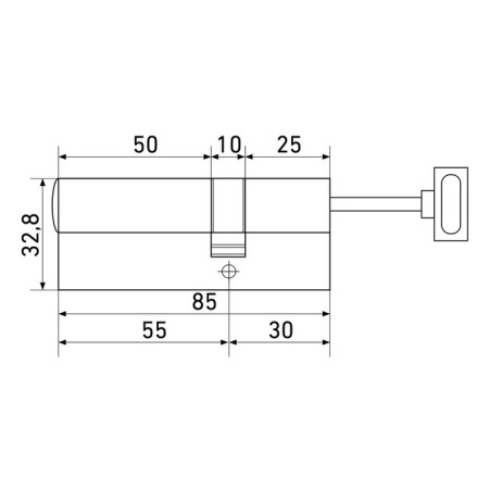 The cylinder mechanism standard MAX, 85 mm (55x30S), 5 keys, key/rod, matte nickel-2
