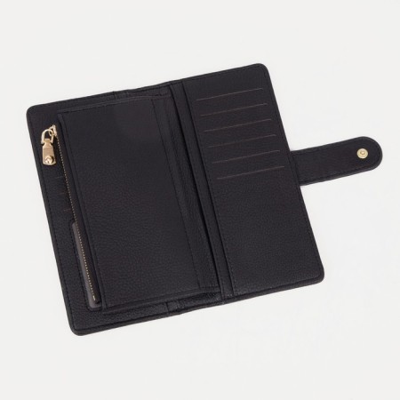 Women's wallet on the button, black color-3