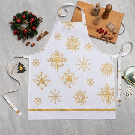 Apron "Ethel" Golden Snowflakes 60x65 cm, 100%HL, 190g/m2