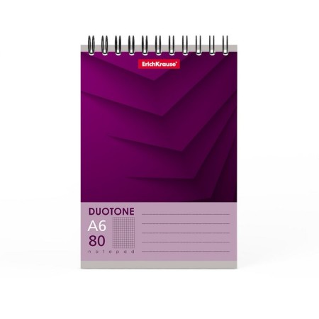 Notebook on spirals A6, 80 sheets, cage, on the crest, Erich Krause "Duotone Next", cardboard cover, offset unit, whiteness 100%, mix-4