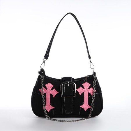 Youth bag with zipper, black color