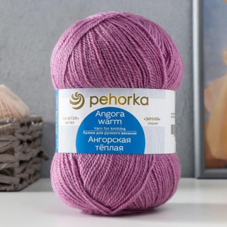 Angora warm yarn 40% wool, 60% acrylic 480m/100g (29 roses. Lilac)