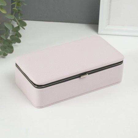 Casket to the leatherette for jewelry "Small ripples" pale pink 10x18x6 cm